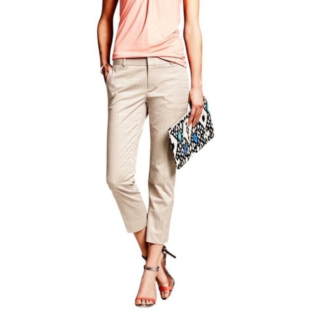 Banana Republic Women’s Hampton pant, khaki diamond pattern, Size 14